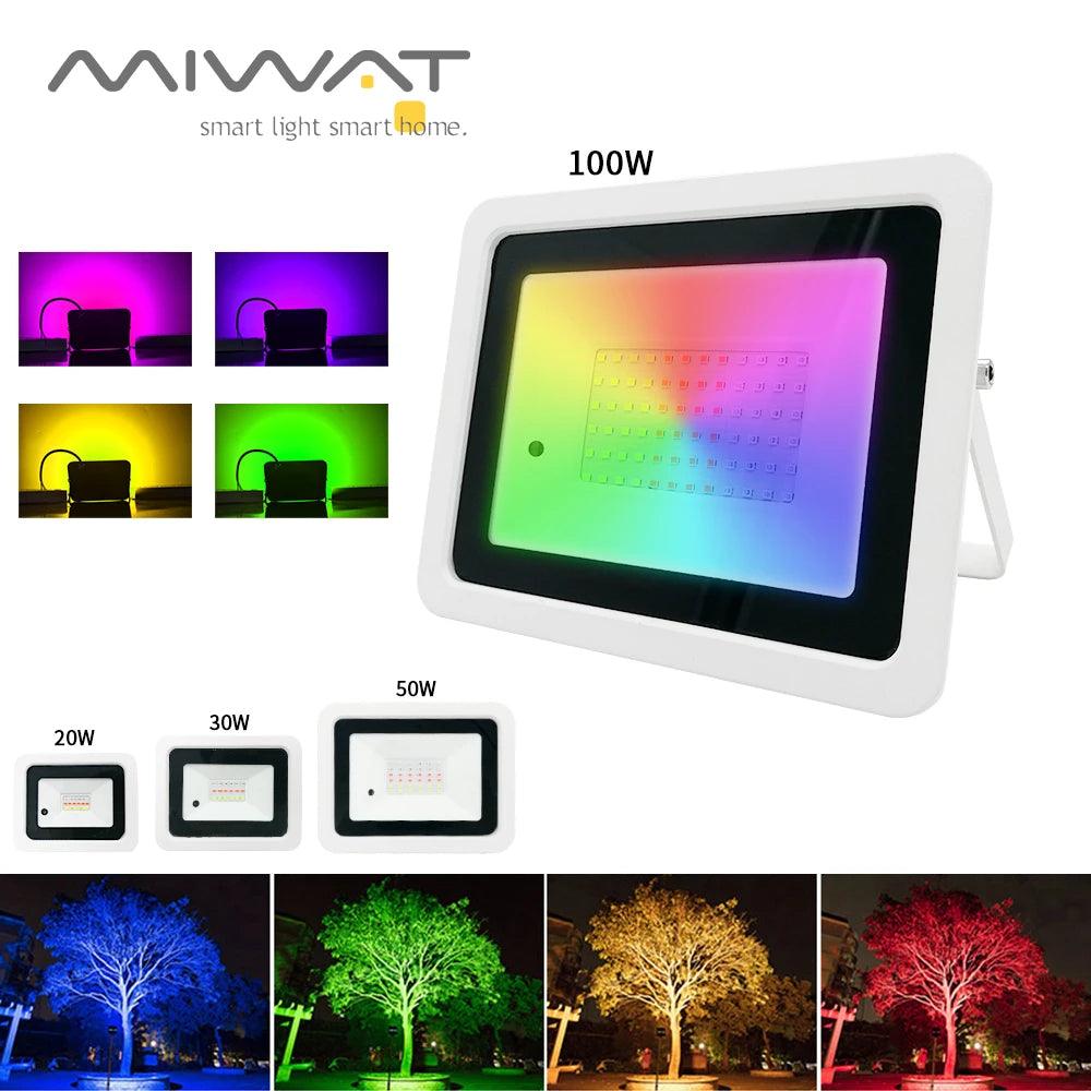 Colorful Outdoor Lighting Solution: Smart RGB Flood Light with Memory Function and Remote Control - Ideal for Garden and Projector Lighting  ourlum.com   