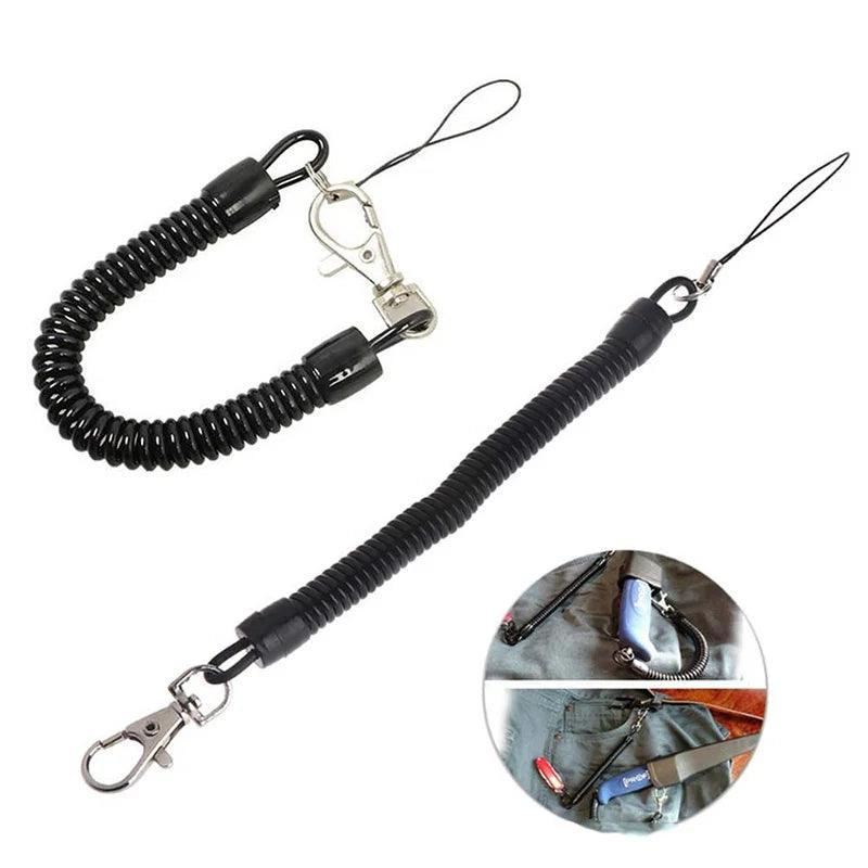 4PCS Tactical Retractable Spring Elastic Rope Security Gear Anti-lost Phone Keychain Portable Fishing Lanyards Outdoor Tools