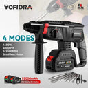 Yofidra 26mm Brushless Electric Hammer Electric Pick Impact Drill Multi-function Cordless Rotary Tool For Makita 18V Battery  ourlum.com   