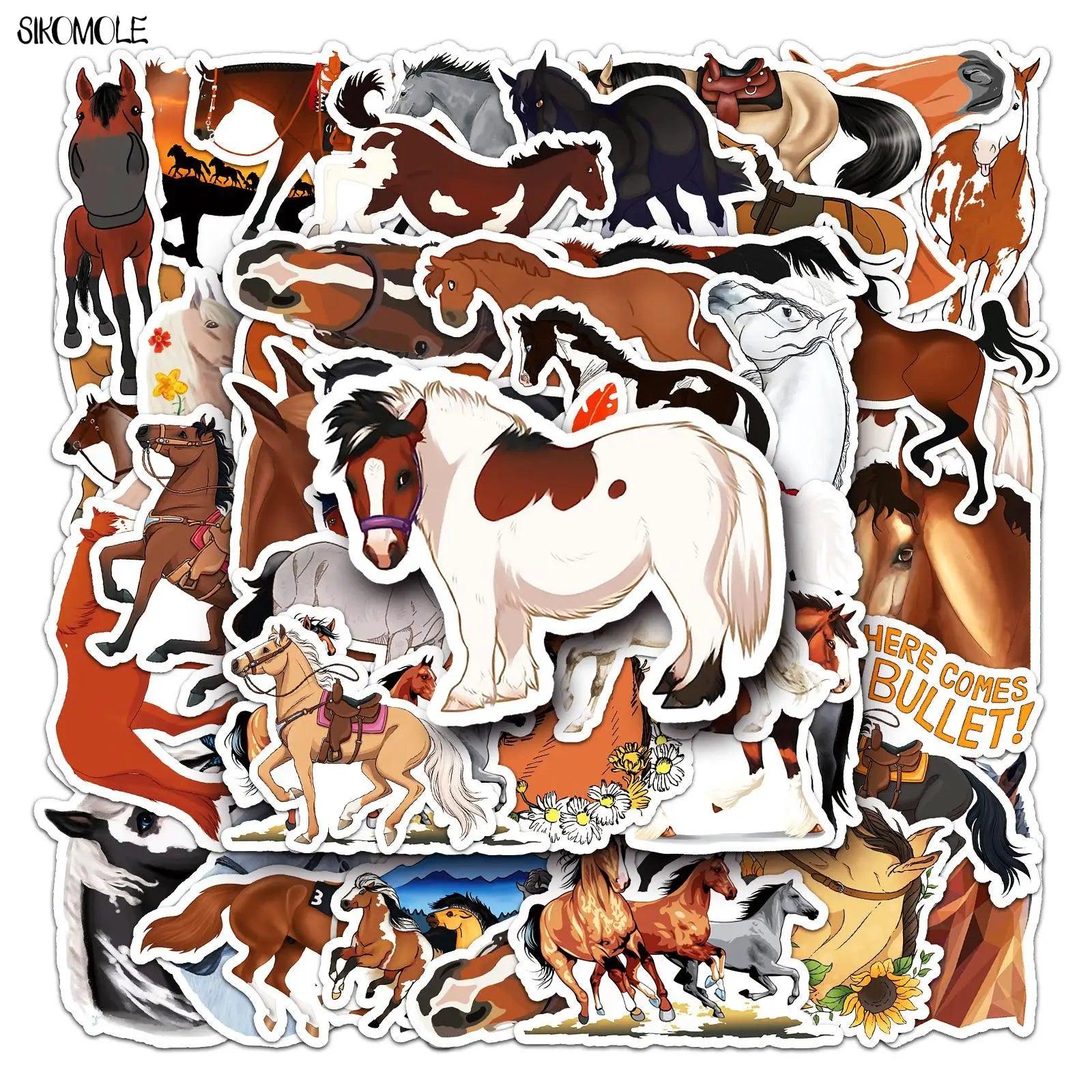 Cartoon Horse Stickers: Whimsical Kawaii Decals for Skateboards & Laptops  ourlum.com   