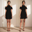 Black A-Line Dress with Ruffles for Trendy Summer Fashion