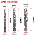 Hex Shank Titanium Plated HSS Tap Drill Bit Set for Metalworking