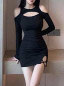 Seductive Lace-Up Bandage Mini Dress Autumn Chic Style