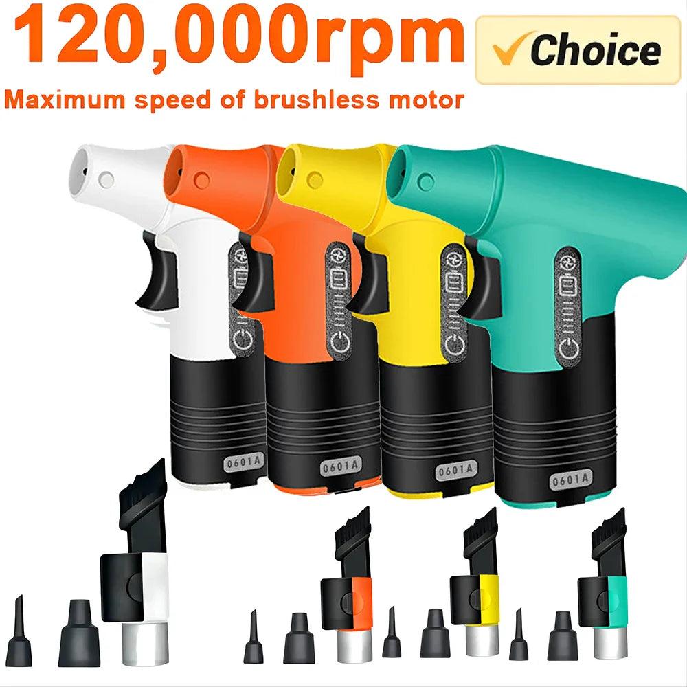 120000RPM Brushless Jet Fan High Power Turbofan Dust Blower Compressed Air Duster 3 Speed Handheld Blowing-suction Air Blower  ourlum.com   