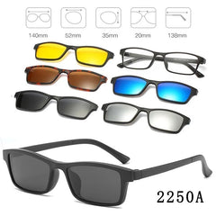 6 In 1 Custom Men Women Polarized Optical Magnetic Sunglasses Clip Magnet Clip on Sunglasses  Clip on Sun Glasses Frame
