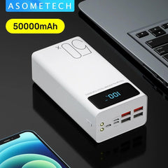 50000mAh High-Capacity Portable Power Bank with LED Flashlight for iPhone, Samsung, and Xiaomi Devices