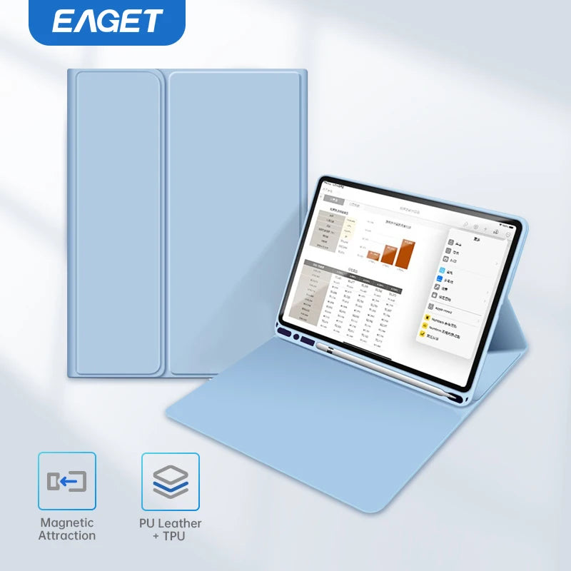 Eaget For iPad Air 4/5 Case 2022 10.9 10th 2020 Pro 11 with Pencil Holder Cover 2018 9.7 5/6th 2021 10.2 7/8/9/10th Generation