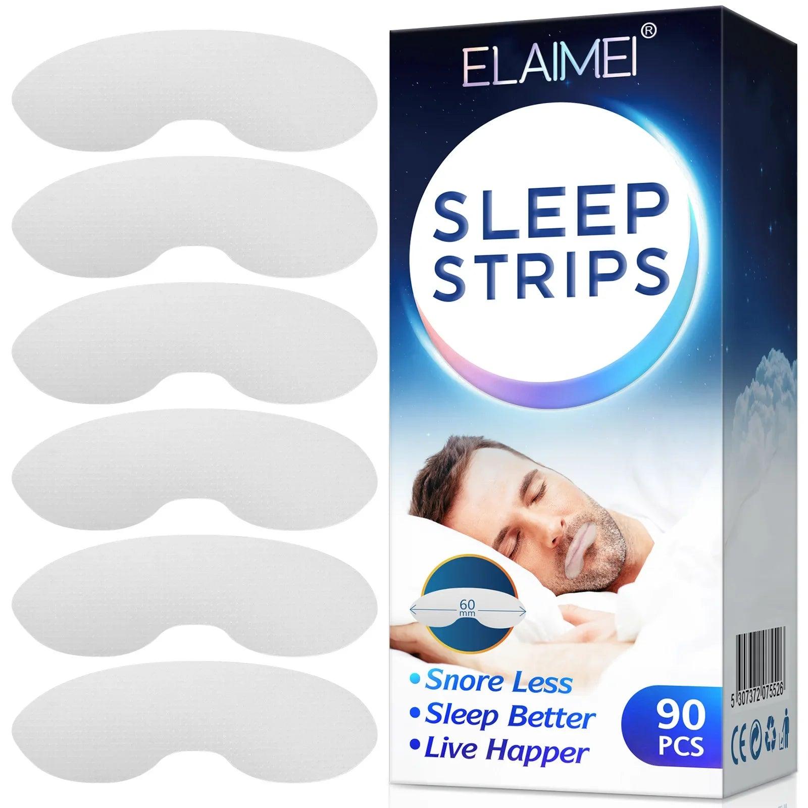 ELAIMEI Anti Snoring Sleep Strips Disposable Gentle Mouth Tape for Better Nose Breathing Reduce Mouth Dryness Sore Throat  ourlum.com 90pcs  