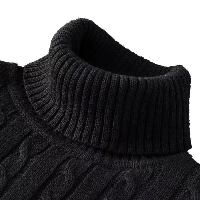 Warm Turtleneck Knit Pullover for Men - Stylish Winter Sweater  ourlum.com   