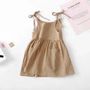 Cotton Sleeveless Toddler Girl Summer Dress with Pockets for Girls 1-5 Years  ourlum.com Khaki 1-2years 