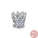 Crown Flowers Heart Silver Bead Charm Elegant Pandora Accessory