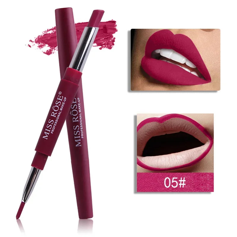 8 Color Double-end Lip Makeup Lipstick Pencil Waterproof Long Lasting Tint Sexy Red Lip Stick Beauty Matte Liner Pen Lipstick  ourlum.com 05  