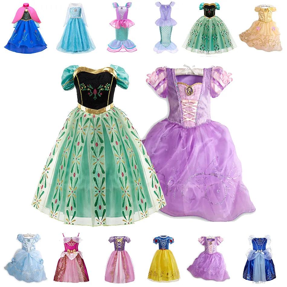 Enchanting Princess Costume for Girls - Cinderella Snow White Aurora Sofia Rapunzel Halloween Birthday Party Dress  ourlum.com   