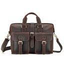 Classic Vintage Leather Briefcase for Men - 15.6 Inch Bag