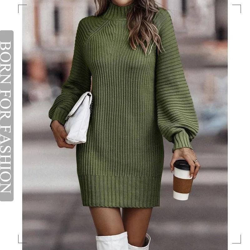Winter Wonderland Knit Turtleneck Dress - Cozy Chic Sweater Dress for Women  ourlum.com   