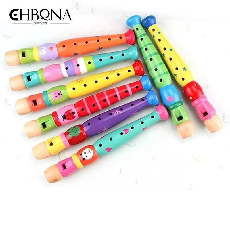 Cartoon Short Flute Sound Kid Woodwind Musical Instrument Type 6-Holes Recorder Wooden Flute Musical Instruments Kids Toys