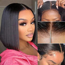 Glueless Brazilian Straight Bob Wig With Transparent Lace Closure