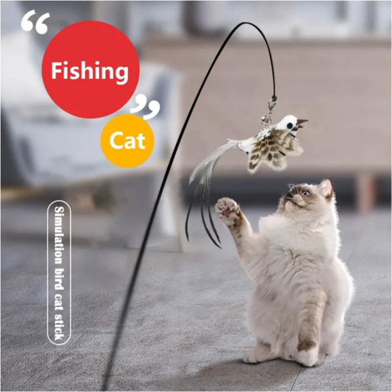 Interactive Cat Stick Toy with Feather Bird and Bell for Playful Kittens  ourlum.com   