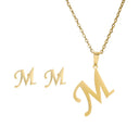 Fashion Stainless Steel Alphabet Initial Necklace Set For Women