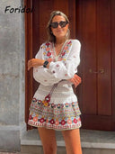 Boho-Chic Autumn Paisley Skirt Set Fall Fashion Women