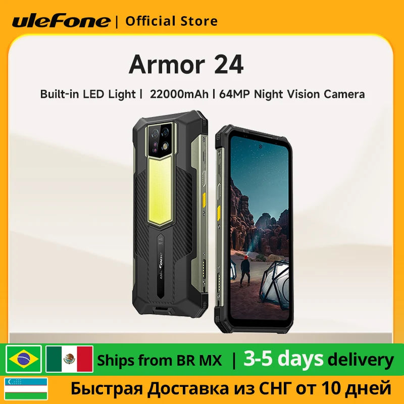 [No tax  3-5 days delivery] Ulefone Armor 24 Rugged Phone 22000mAh 24GB+256GB  Smartphone Android 64MP+64MP NFC Phone Global  ComputerLum.com