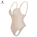 Plus Size Strap Bodysuit Corset - Seamless Shapewear with 5 Plastic Bones