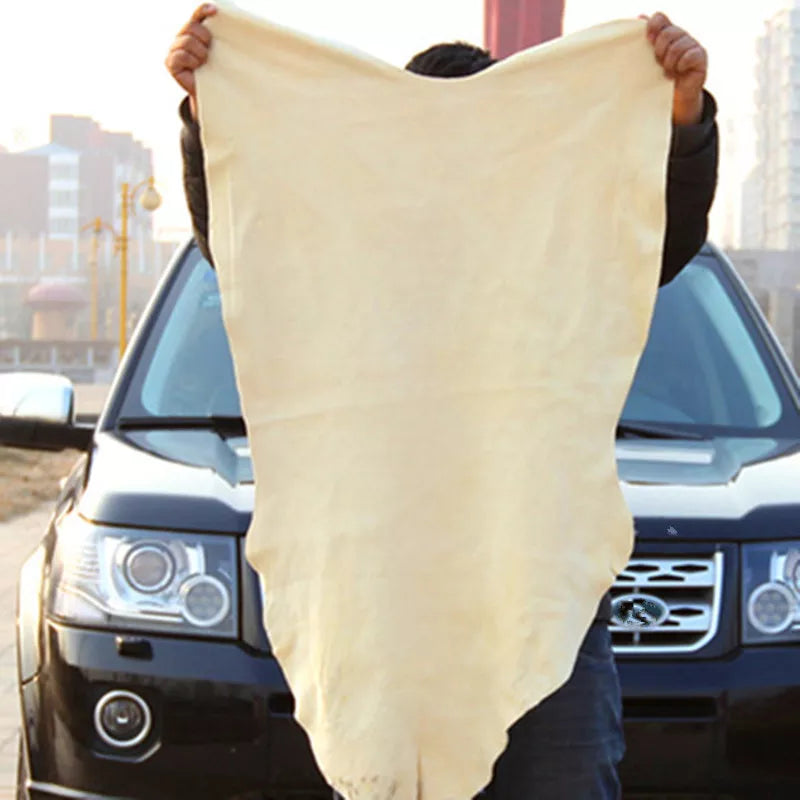 Natural Chamois Leather Car Cleaning Towels: Super Absorbent, Multi-functional, Quick Dry  ourlum.com   