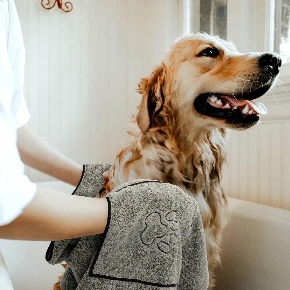 Super Absorbent Pet Towel Robe for Quick-Drying Large Cats & Dogs  ourlum.com   