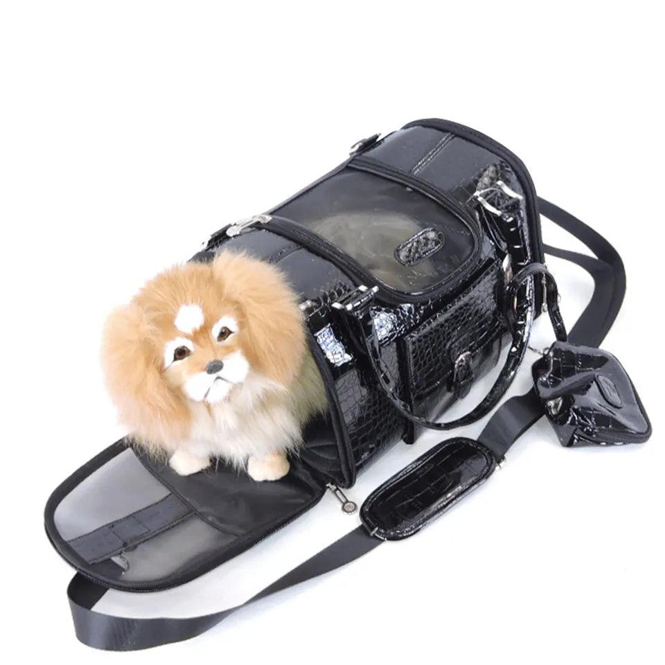 Stylish Leather Small Dog Carrier for Outdoor Adventures  ourlum.com   