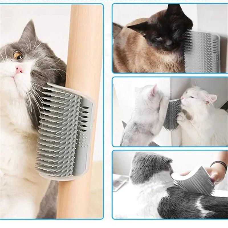 Cat Wall Corner Massage Self Groomer Brush for Cats with Catnip Comb  ourlum.com   