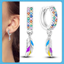 925 Sterling Silver Heart Earrings with Zircon Stones - Elegant Women's Jewelry  ourlum.com KTE099  