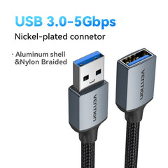 Vention USB 3.0 Extension Cable USB 3.0 2.0 Cable Extender Data Cord for PC Smart TV Xbox One SSD Fast Speed USB Cable Extension