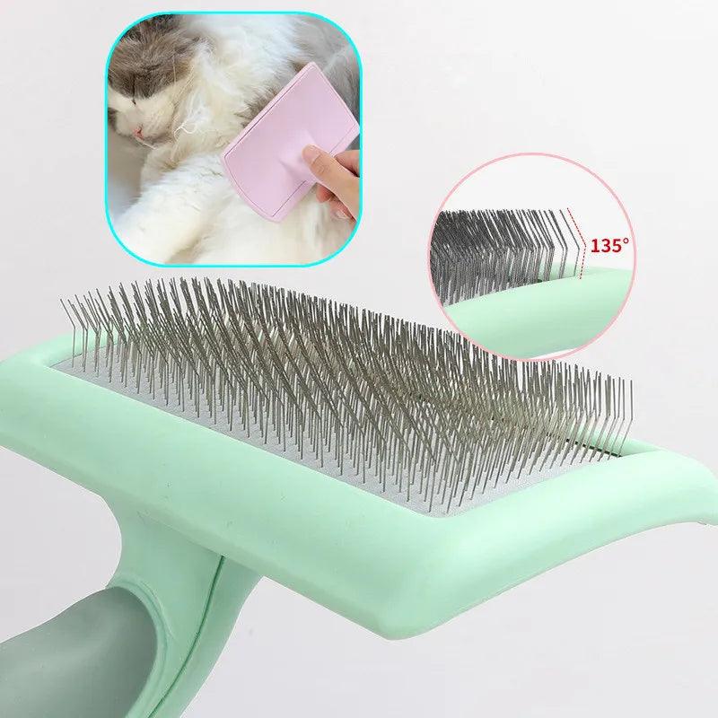 Stainless Steel Dog Cat Grooming Brush: Massage, Hair Remover, Soft Handle  ourlum.com   