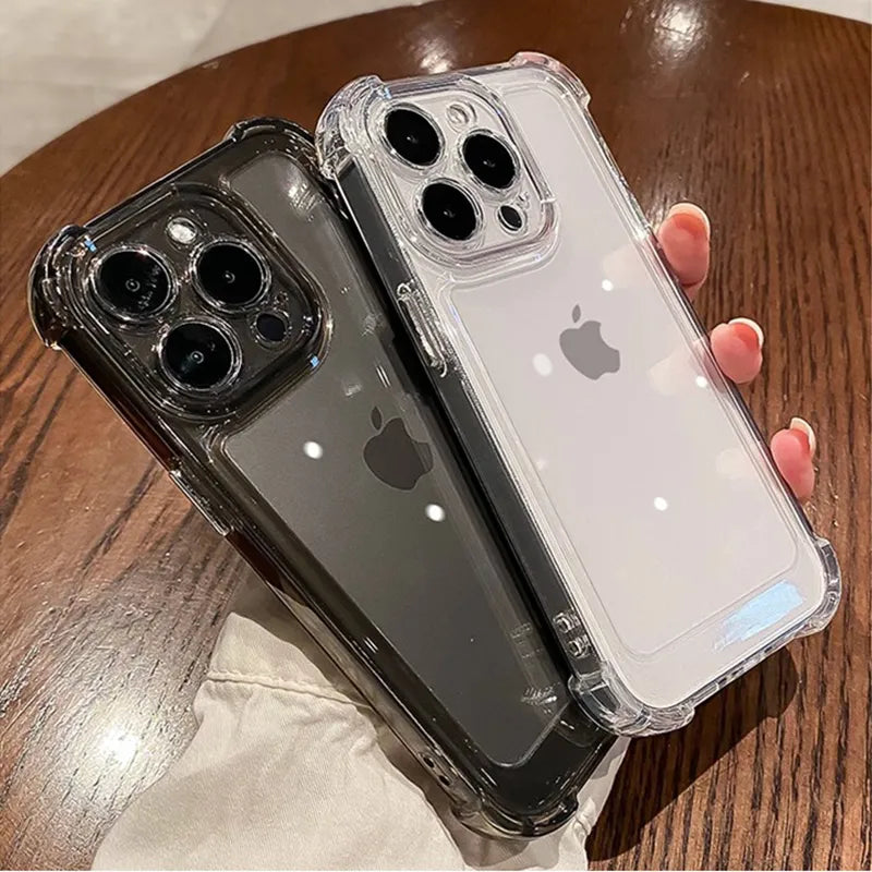 Luxury Transparent Silicone Phone Case For iPhone 15 14 13 12 11 Pro Max XR X XS 7 8 14 15 Plus SE 2020 Shockproof Soft Cover  ourlum.com   