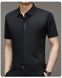 High End Mulberry Silk Men Short Sleeve Business Shirt