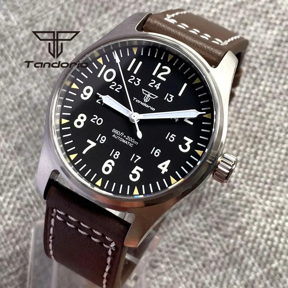 Tandorio Dive Pilot Automatic Watch: Precision Sapphire Glass & Green Dial  ourlum.com   