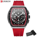 CURREN Men's Colorful Multi-Functional Tonneau Quartz Watch