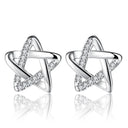 Starlight Elegance Silver Star Stud Earrings Dazzling Zircon Design