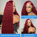 200 Density 13x4 Burgundy Lace Front Wig Deep Curly 30/32