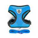 Adjustable Reflective Mesh Cat Dog Harness Set with Leash - Small Pet Safety Vest and Accessories  ourlum.com Blue S 