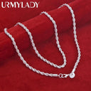 925 Sterling Silver Rope Chain Necklace Elegant Unisex Jewelry