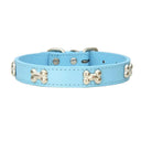 Bone Leather Dog Collars for Small Large Dogs: Stylish, Durable, Customizable  ourlum.com SKY BLUE XS 