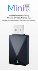 Mini Wired to Wireless CarPlay and Android Auto 2in1 AI Box