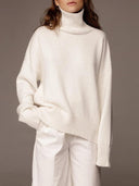 Winter Essential Thick Knit Turtleneck Sweater for Women  ourlum.com WHITE M 