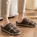 Men's Large Plaid Memory Foam Slippers for Cozy Comfort