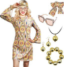 Hippie Disco Dress Set: Vintage Costume Accessories for Women