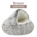 Round Plush Pet Bed with Cover Cozy 2-in-1 Nest for Dogs