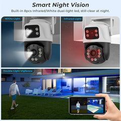 High-Resolution Dual Lens PTZ Night Vision Security Camera with Auto Tracking