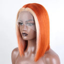 Vibrant Pink Bob Lace Front Wig With Blonde Straight Hair