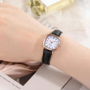 Elegant Women's Vintage Leather Strap Wristwatch with Chic Dial  ourlum.com Rose black white  